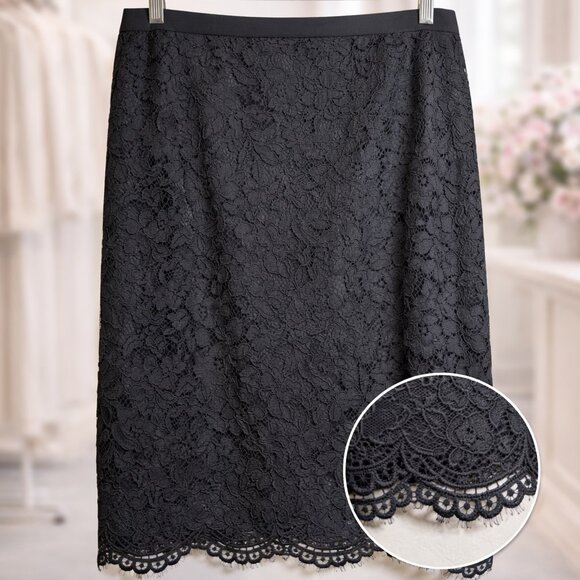 Talbots Dresses & Skirts - Talbots Black Floral Lace Pencil Skirt Size 16 Preppy Coquette Romantic